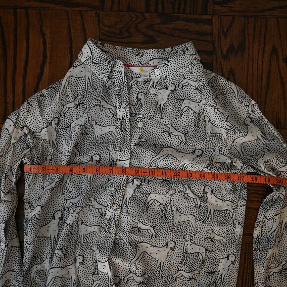 Boden Collared Silk Blouse – Black & White Dalmatian – Size 4 - Picture 5 of 10